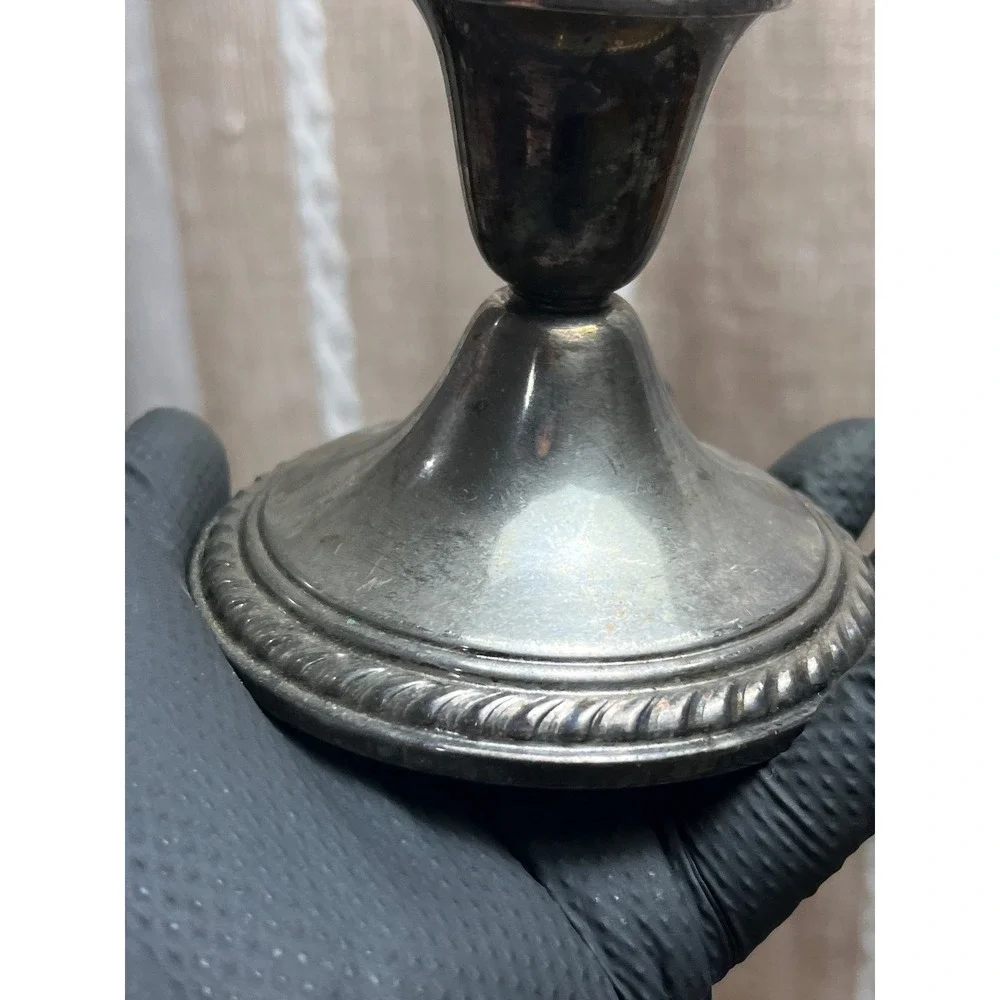 Newport Silverplate Weighted Candlestick Holderp Rope Trim